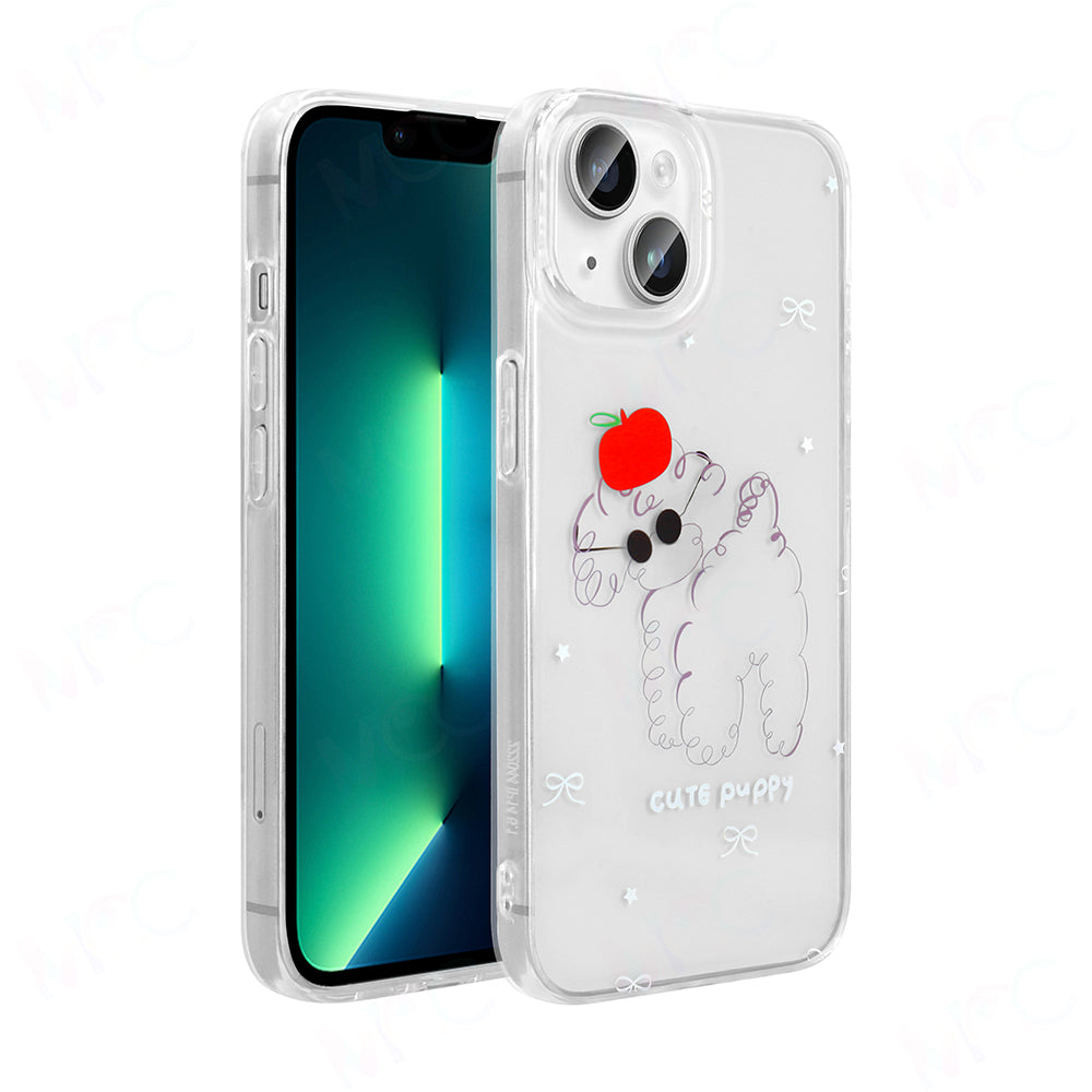 Apple iPhone 13 Kılıf Şeffaf Figürlü Zore Folk Sert Kapak Kalp
