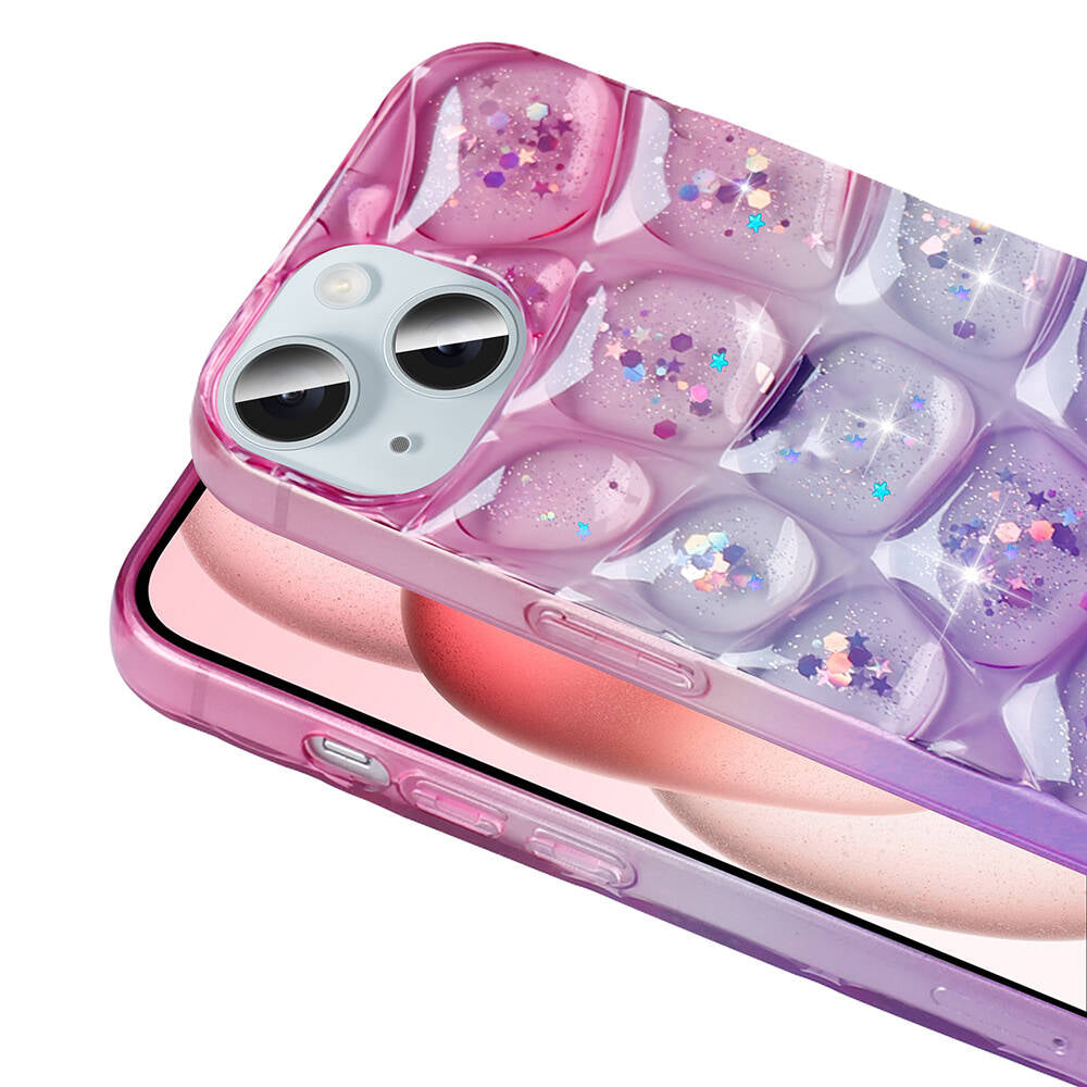 Apple iPhone 13 Kılıf Simli 3D Desenli Zore Hacar Kapak Beyaz