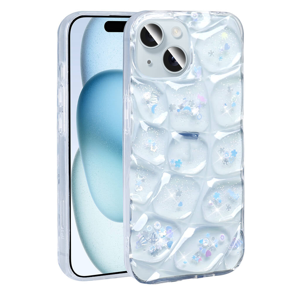 Apple iPhone 13 Kılıf Simli 3D Desenli Zore Hacar Kapak Mor-Mavi