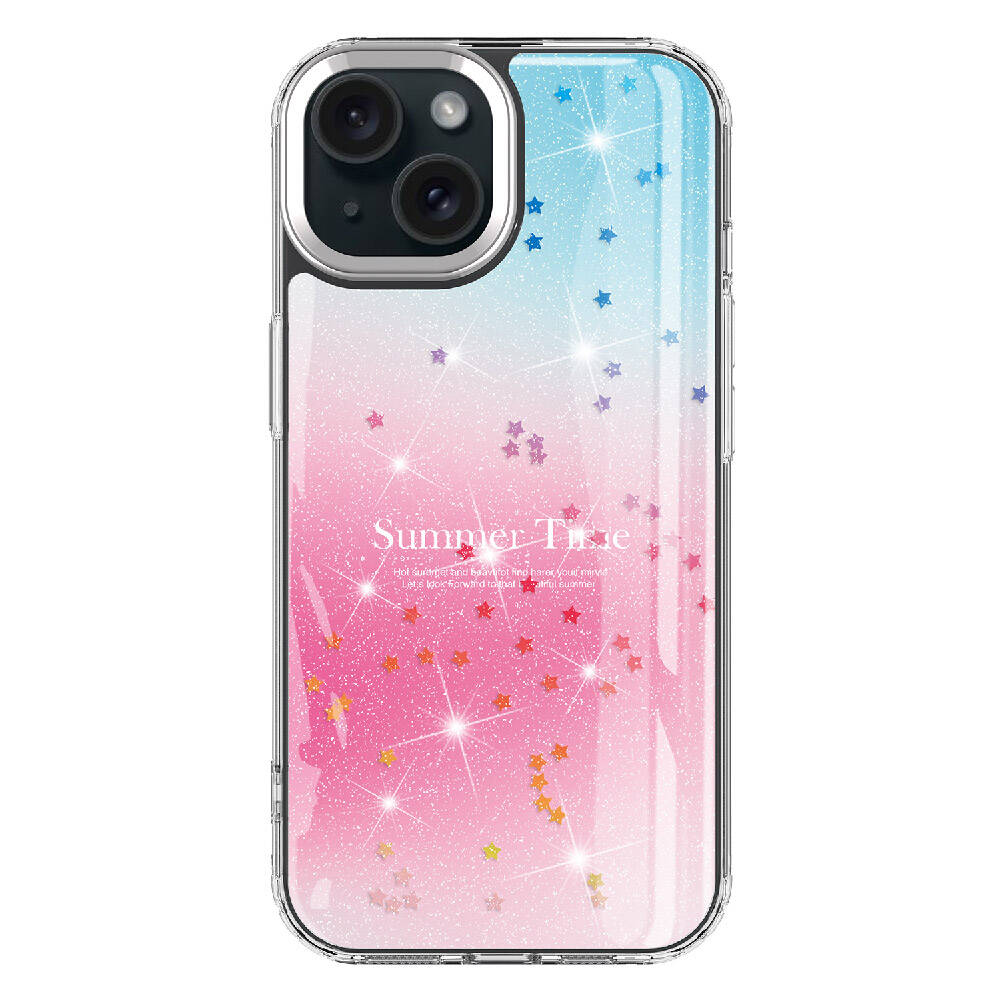 Apple iPhone 13 Kılıf Simli Desenli Parlak Zore Task Kapak Pembe