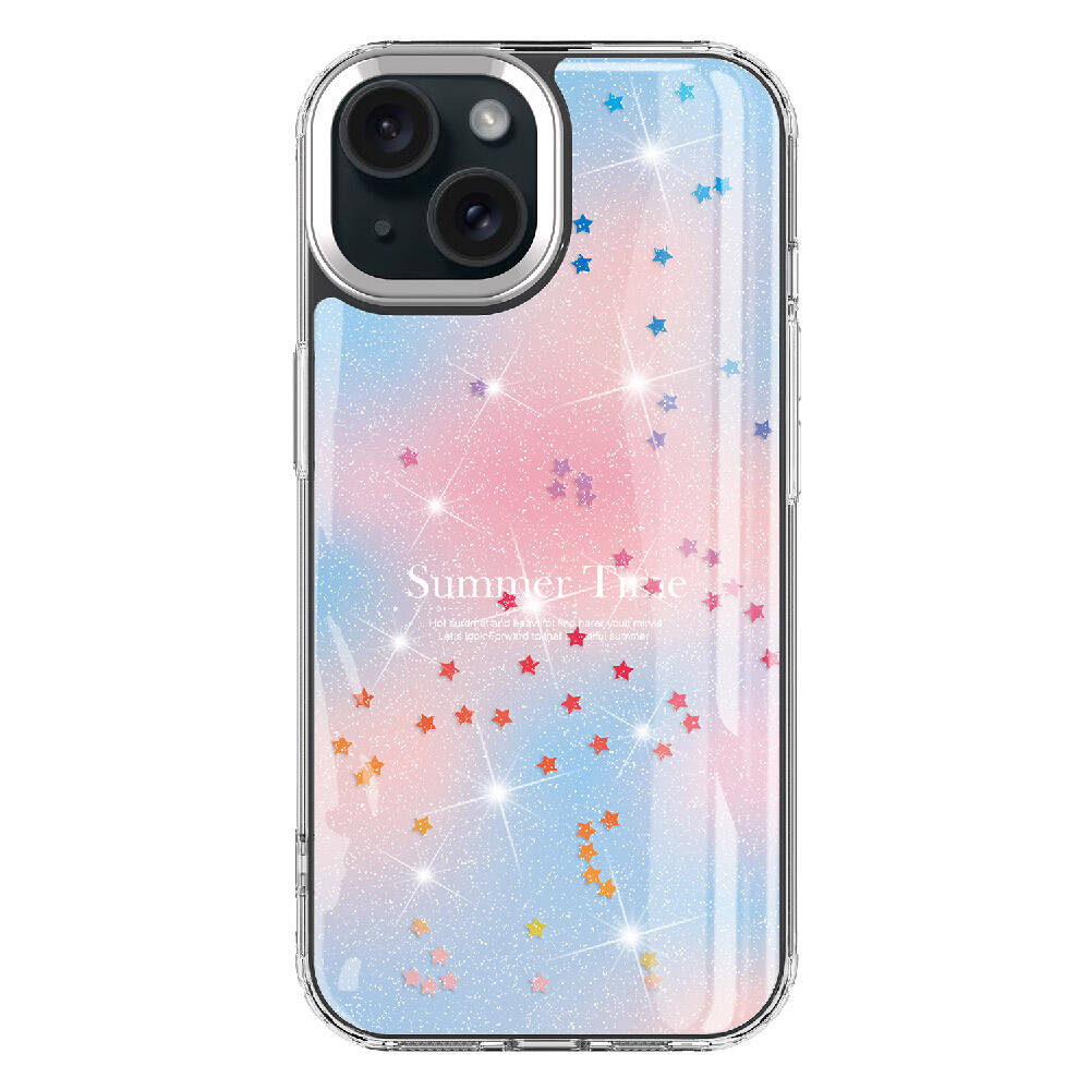 Apple iPhone 13 Kılıf Simli Desenli Parlak Zore Task Kapak Pembe