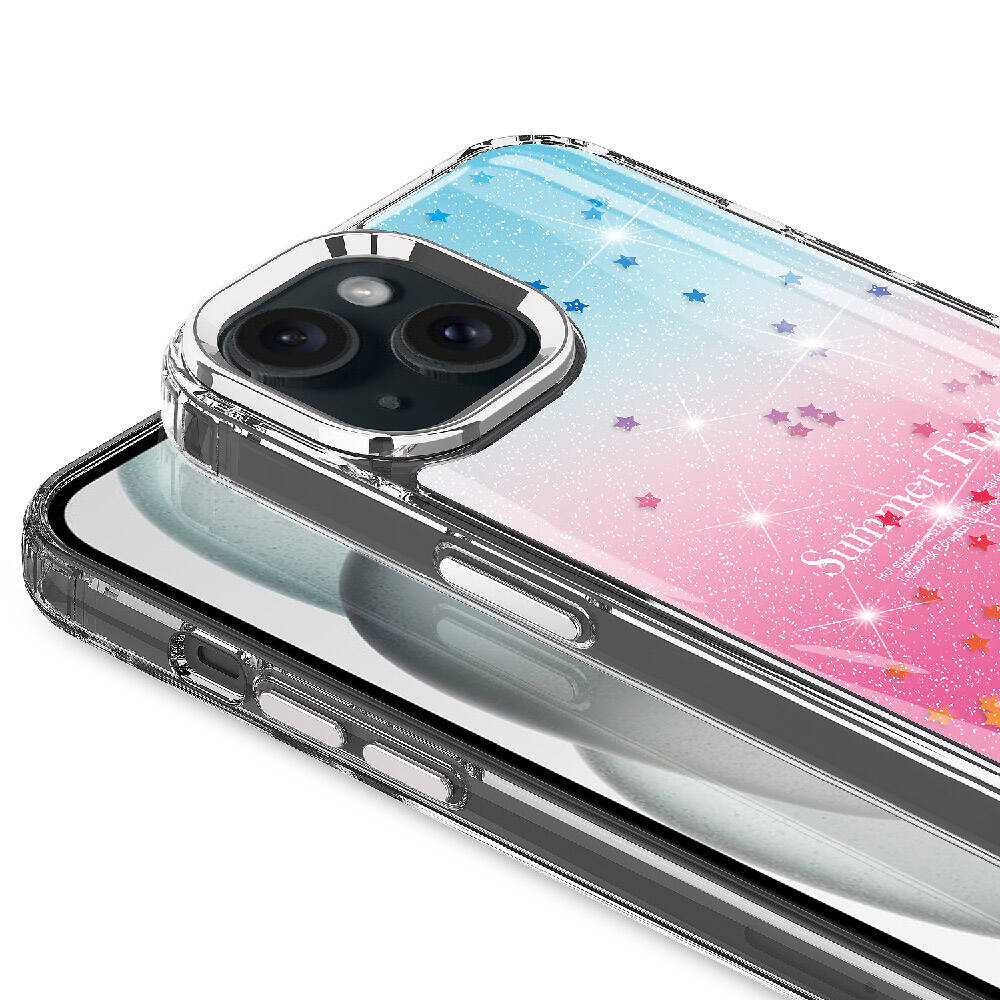 Apple iPhone 13 Kılıf Simli Desenli Parlak Zore Task Kapak Pembe