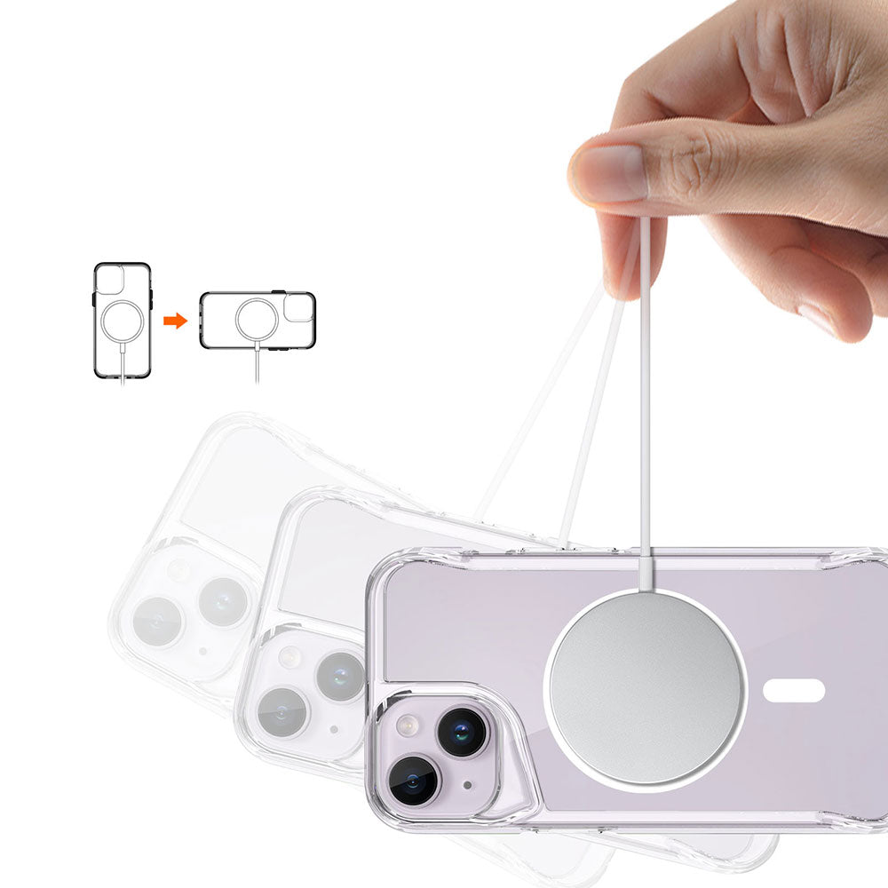 Apple iPhone 13 Kılıf Zore Magsafe Şarj Özellikli T-Max Magsafe Kapak Renksiz
