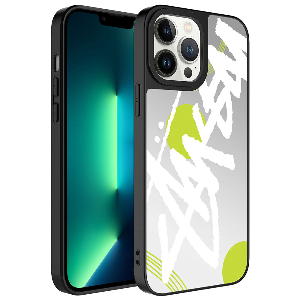 Apple iPhone 13 Pro Kılıf Aynalı Desenli Kamera Korumalı Parlak Zore Mirror Kapak Dallar