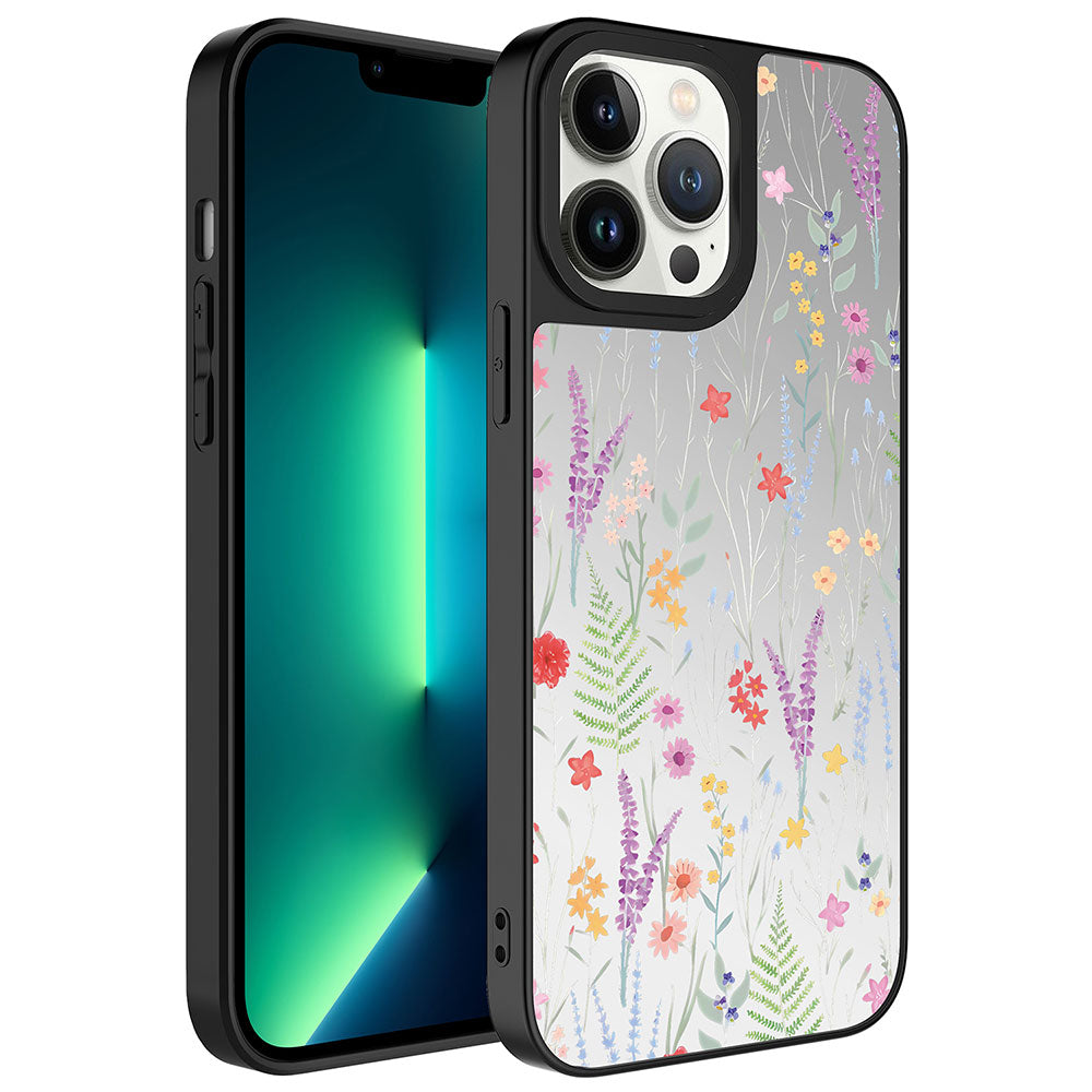 Apple iPhone 13 Pro Kılıf Aynalı Desenli Kamera Korumalı Parlak Zore Mirror Kapak Dallar