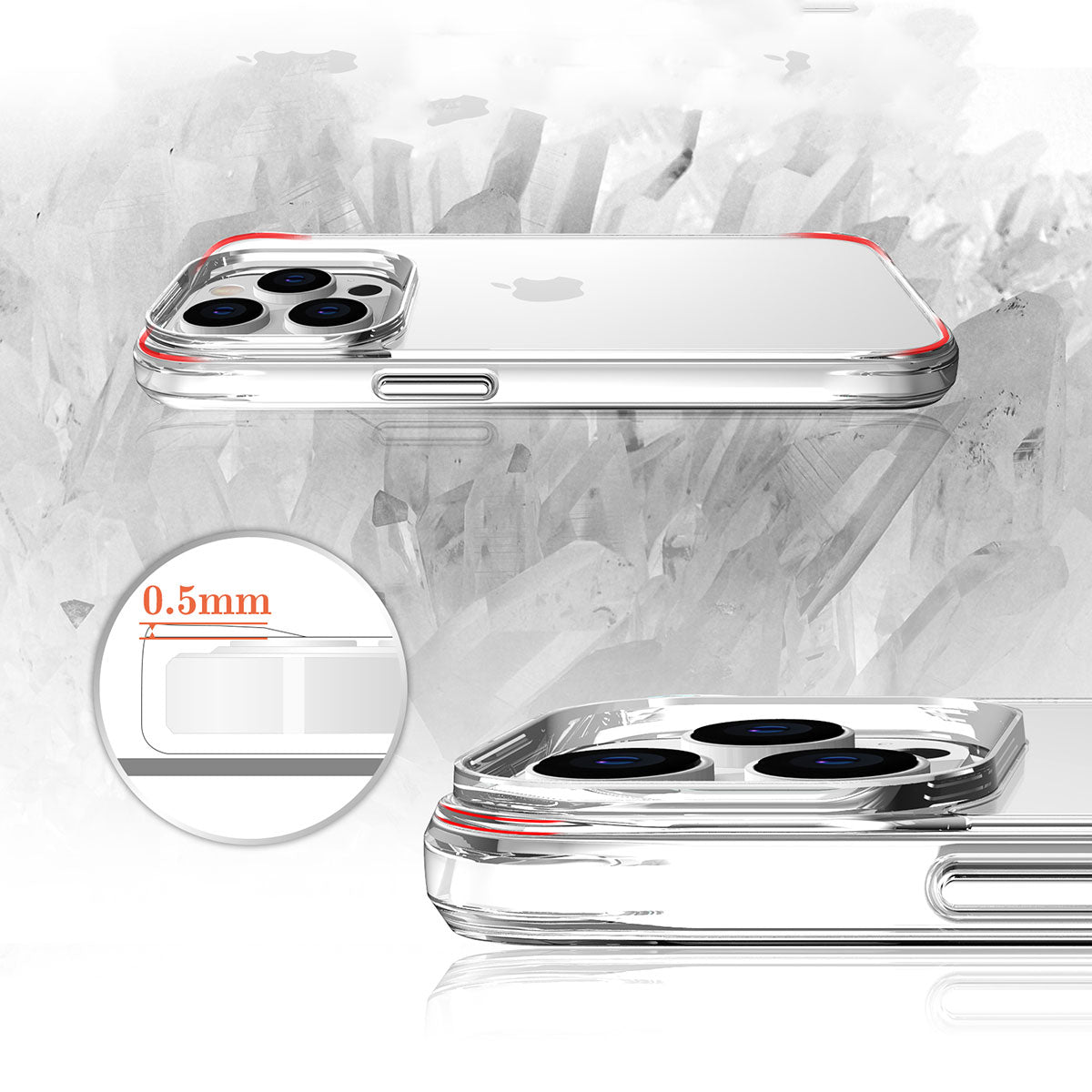 Apple iPhone 13 Pro Max Kılıf Zore Şeffaf Ultra İnce Airbag Tasarımlı Okka Kapak Renksiz