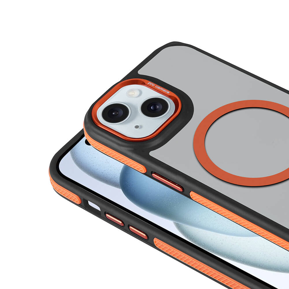 Apple iPhone 14 Kılıf Magsafe Şarj Özellikli Mat Görünümlü Zore Solo Kapak Turuncu