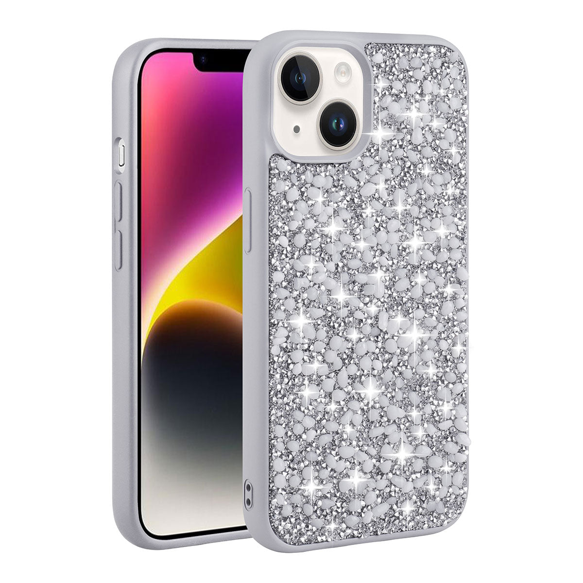 Apple iPhone 14 Plus Kılıf Parlak Taşlı Tasarım Zore Linea Kapak Mor