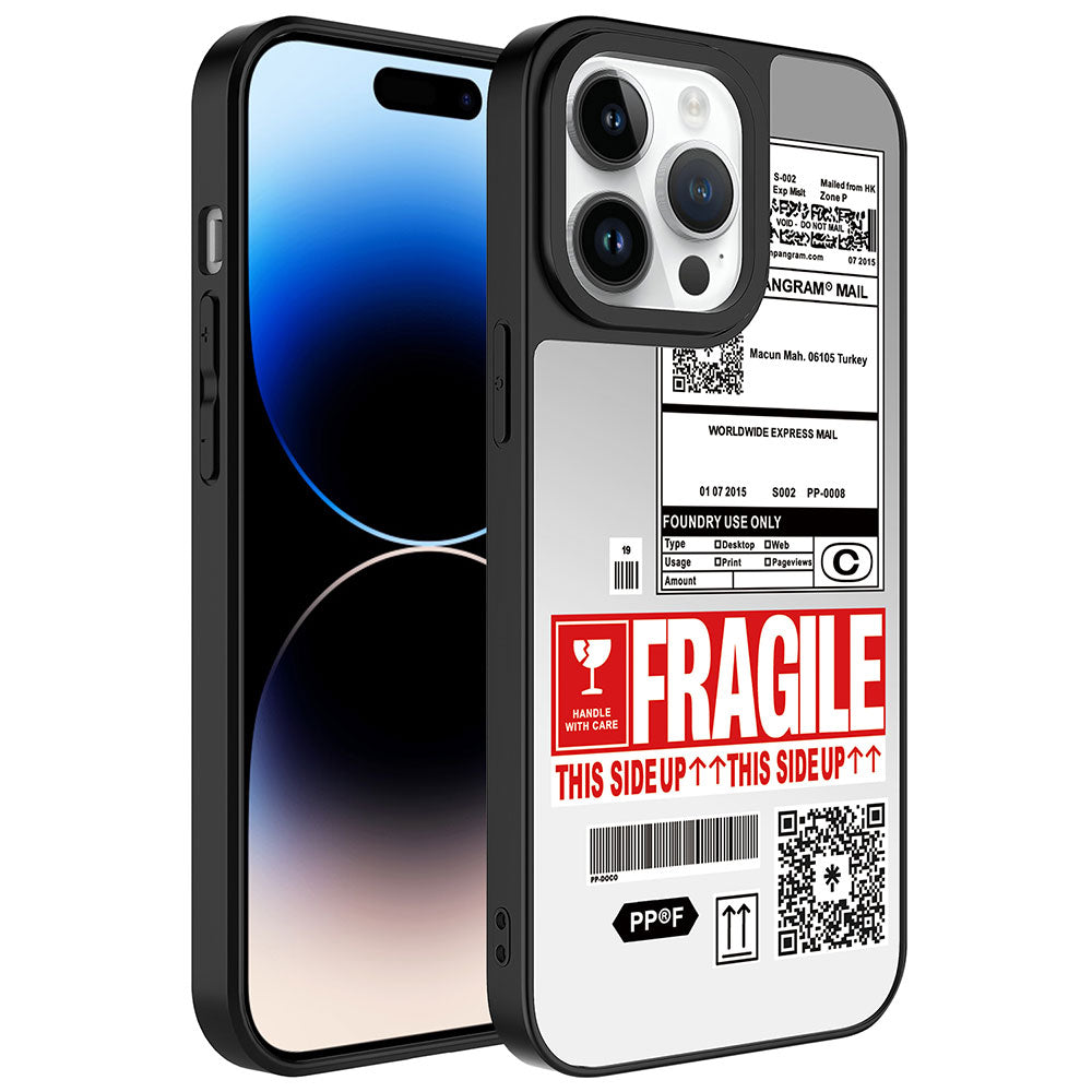 Apple iPhone 14 Pro Kılıf Aynalı Desenli Kamera Korumalı Parlak Zore Mirror Kapak Fragile