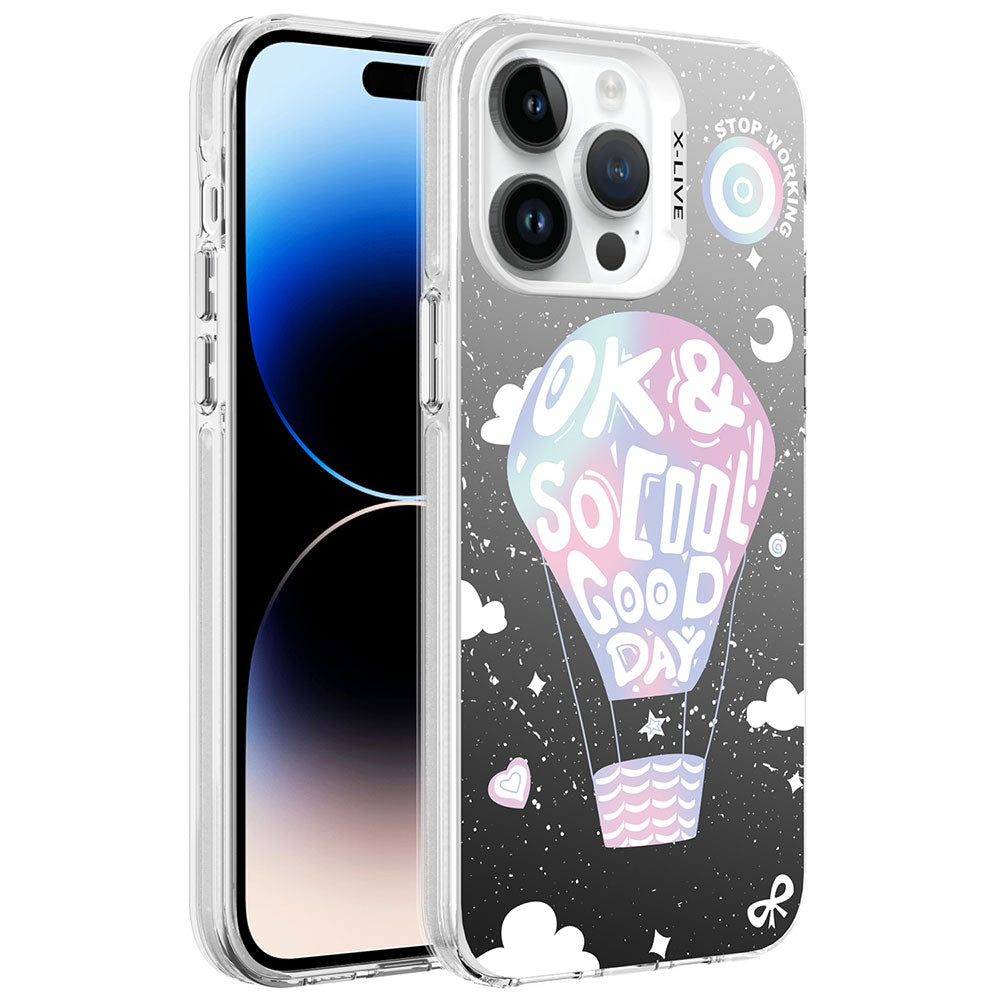 Apple iPhone 14 Pro Kılıf Desenli Zore Silver Sert Kapak Balon
