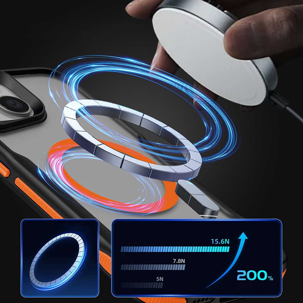 Apple iPhone 14 Pro Kılıf Magsafe Şarj Özellikli Renkli Kenar Airbag Şeritli Zore Lamer Kapak Siyah
