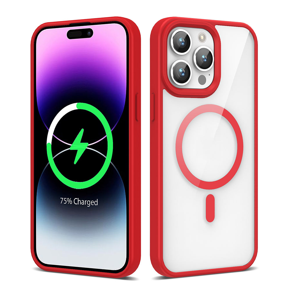 Apple iPhone 14 Pro Kılıf Magsafe Wireless Şarj Özellikli Silikon Zore Ege Kapak Kırmızı