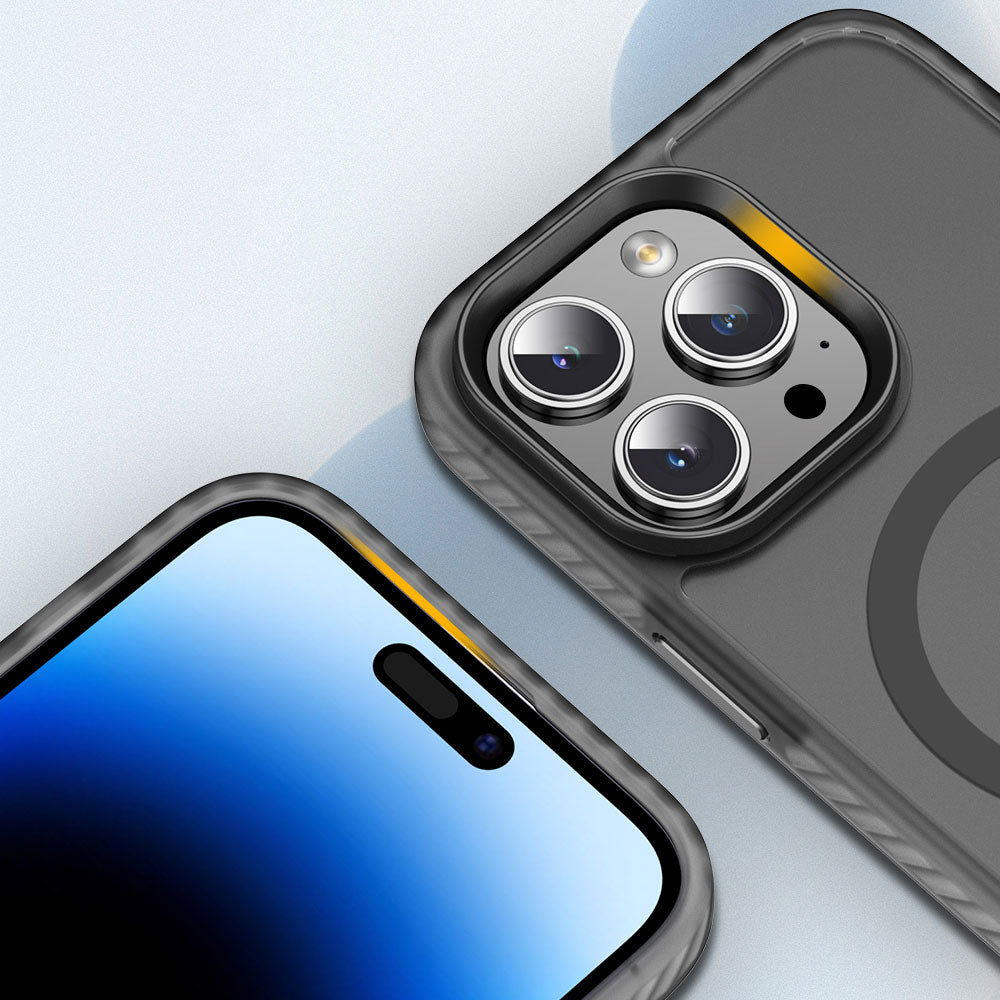 Apple iPhone 14 Pro Kılıf Mat Arka Yüzey Wireless Şarj Özellikli Zore Locik Kapak Siyah