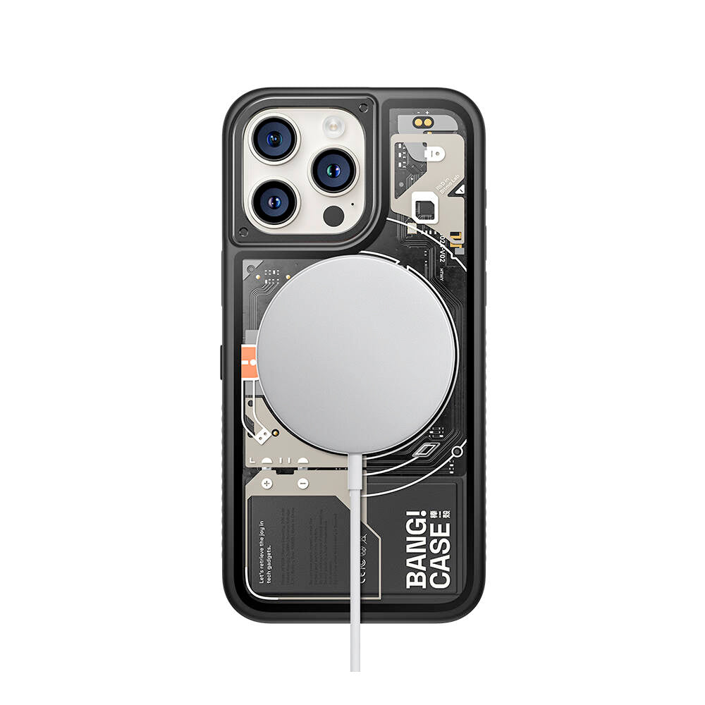 Apple iPhone 14 Pro Kılıf Özelleştirilebilir 3 Fonksiyonlu Bluetooth Bağlantılı Bitmo Lab Bangcase Akıllı Magsafe Kapak Siyah