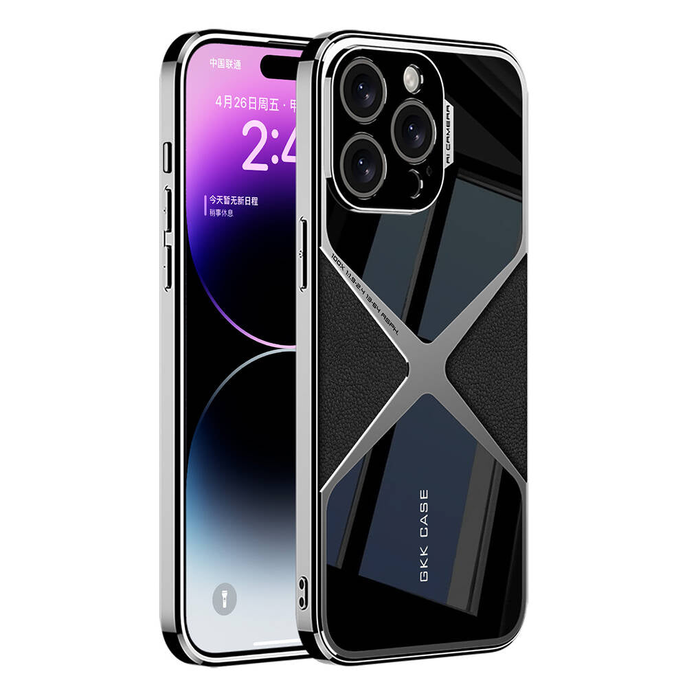 Apple iPhone 14 Pro Kılıf Ultra İnce Kamera Korumalı PC + Deri Arka Yüzey Zore X-Pro Kapak Siyah