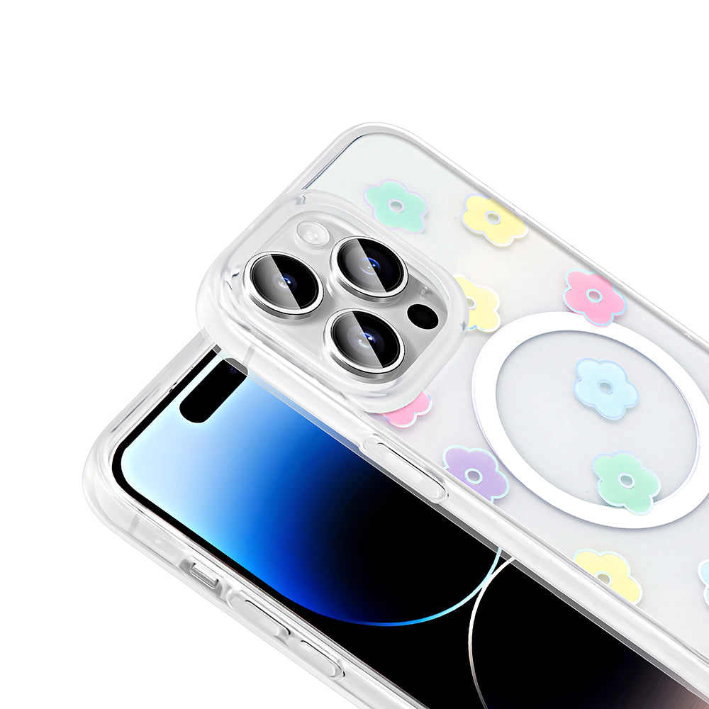 Apple iPhone 14 Pro Max Kılıf M-Safe Şarj Özellikli Şeffaf Zore Folk Sert Kapak Sevimli Köpek