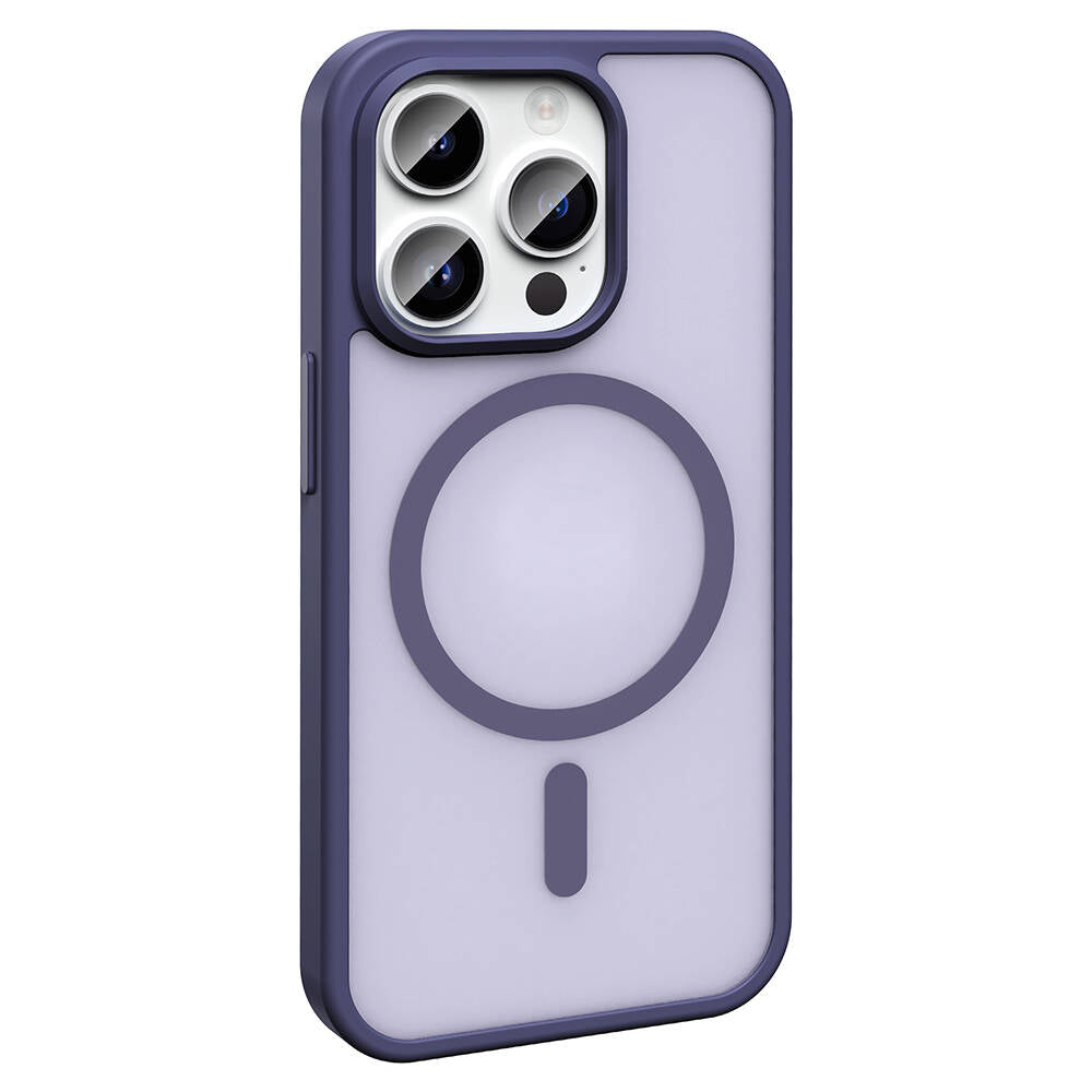 Apple iPhone 14 Pro Max Kılıf Magsafe Şarj Özellikli Mat Arka Yüzey Zore Sio Kapak Koyu Mor