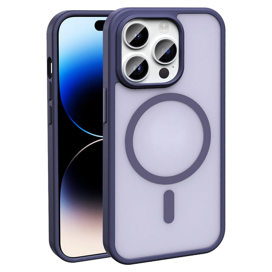 Apple iPhone 14 Pro Max Kılıf M-safe Şarj Özellikli Mat Arka Yüzey Zore Sio Kapak Derin Mor