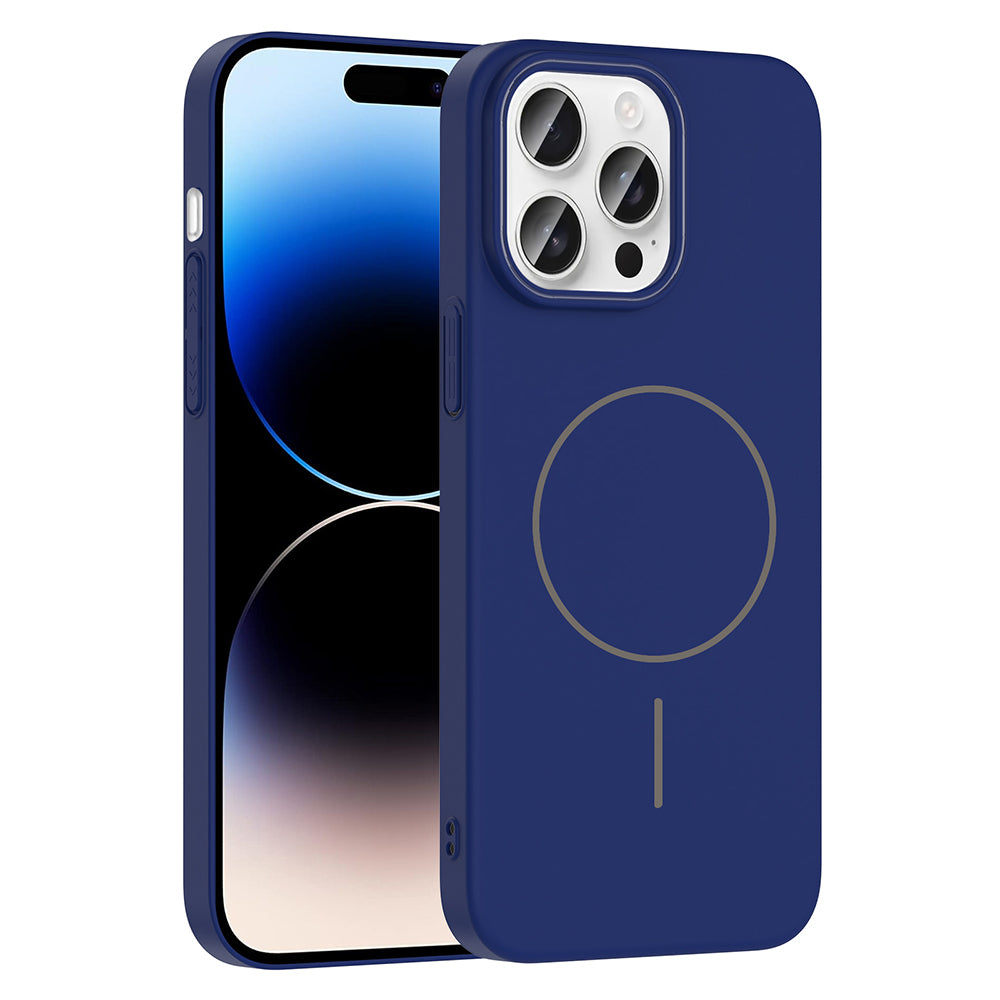 Apple iPhone 14 Pro Max Kılıf Magsafe Şarj Özellikli Zore Ruby Sert Kapak Lacivert