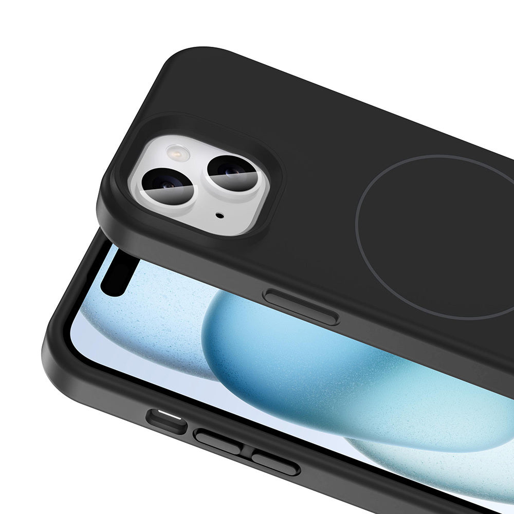 Apple iPhone 15 Kılıf M-safe Şarj Özellikli Sıvı Teknolojili Silinebilir Sert Zore Kivi Kapak Açık Pembe
