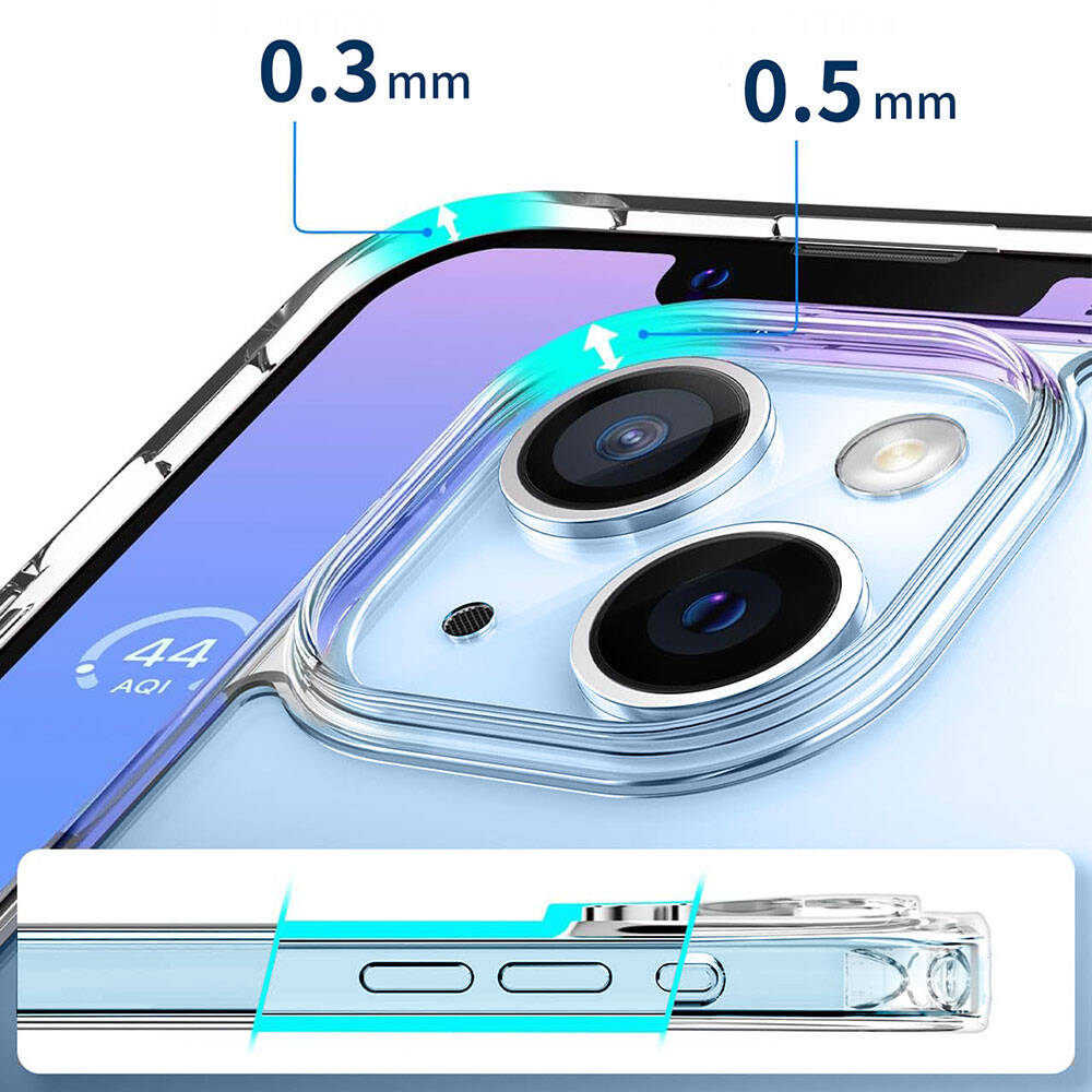 Apple iPhone 15 Plus Kılıf Magsafe Şarj Özellikli Şeffaf Sert PC Zore Embos Kapak Renksiz