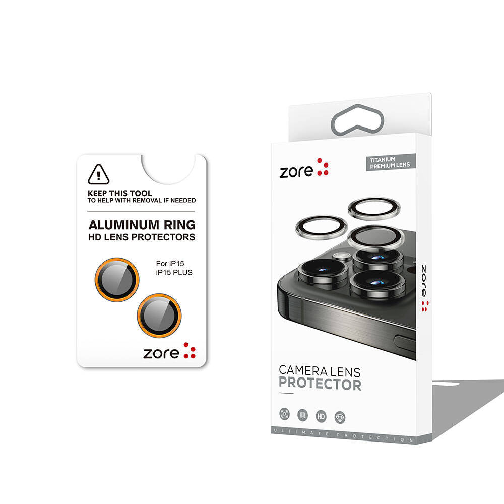 Apple iPhone 15 Plus Zore CL-12 Premium Safir Parmak İzi Bırakmayan Anti-Reflective Kamera Lens Koruyucu Siyah