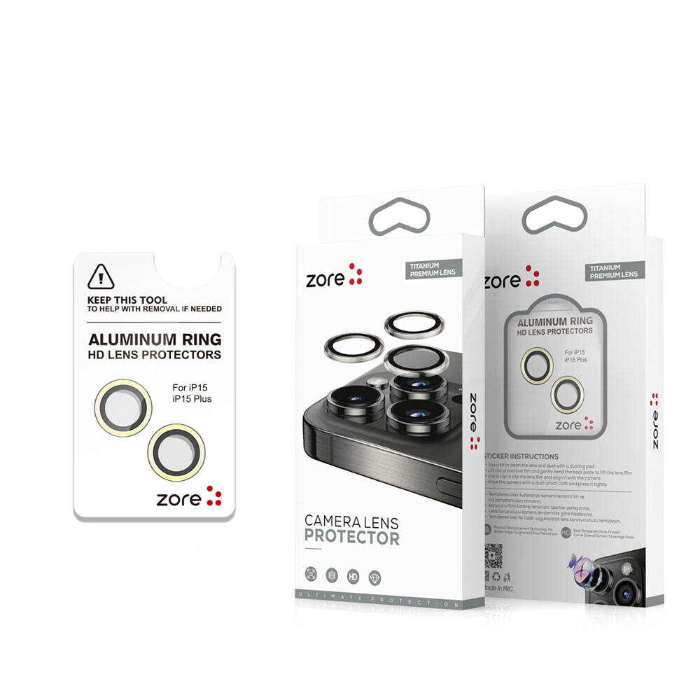 Apple iPhone 15 Plus Zore CL-15 Parmak İzi Bırakmayan Anti-Reflective Kamera Lens Koruyucu Siyah