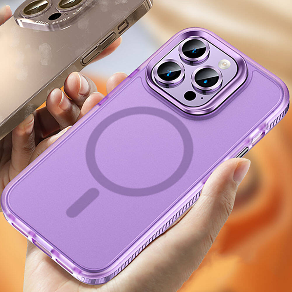 Apple iPhone 15 Pro Kılıf Airbagli Magsafe Wireless Şarj Özellikli Lens Koruyuculu Zore Klaptika Kapak Gri