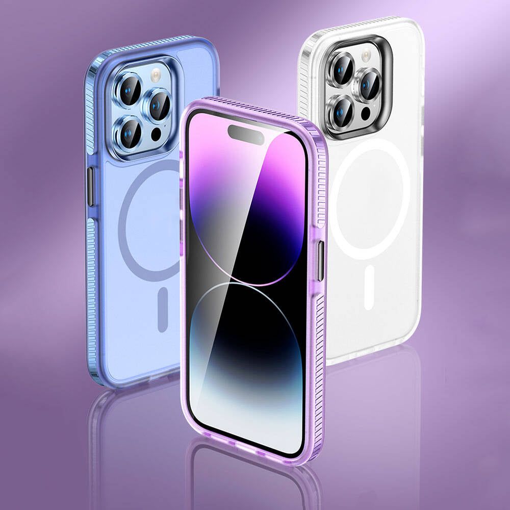 Apple iPhone 15 Pro Kılıf Airbagli Magsafe Wireless Şarj Özellikli Lens Koruyuculu Zore Klaptika Kapak Gri