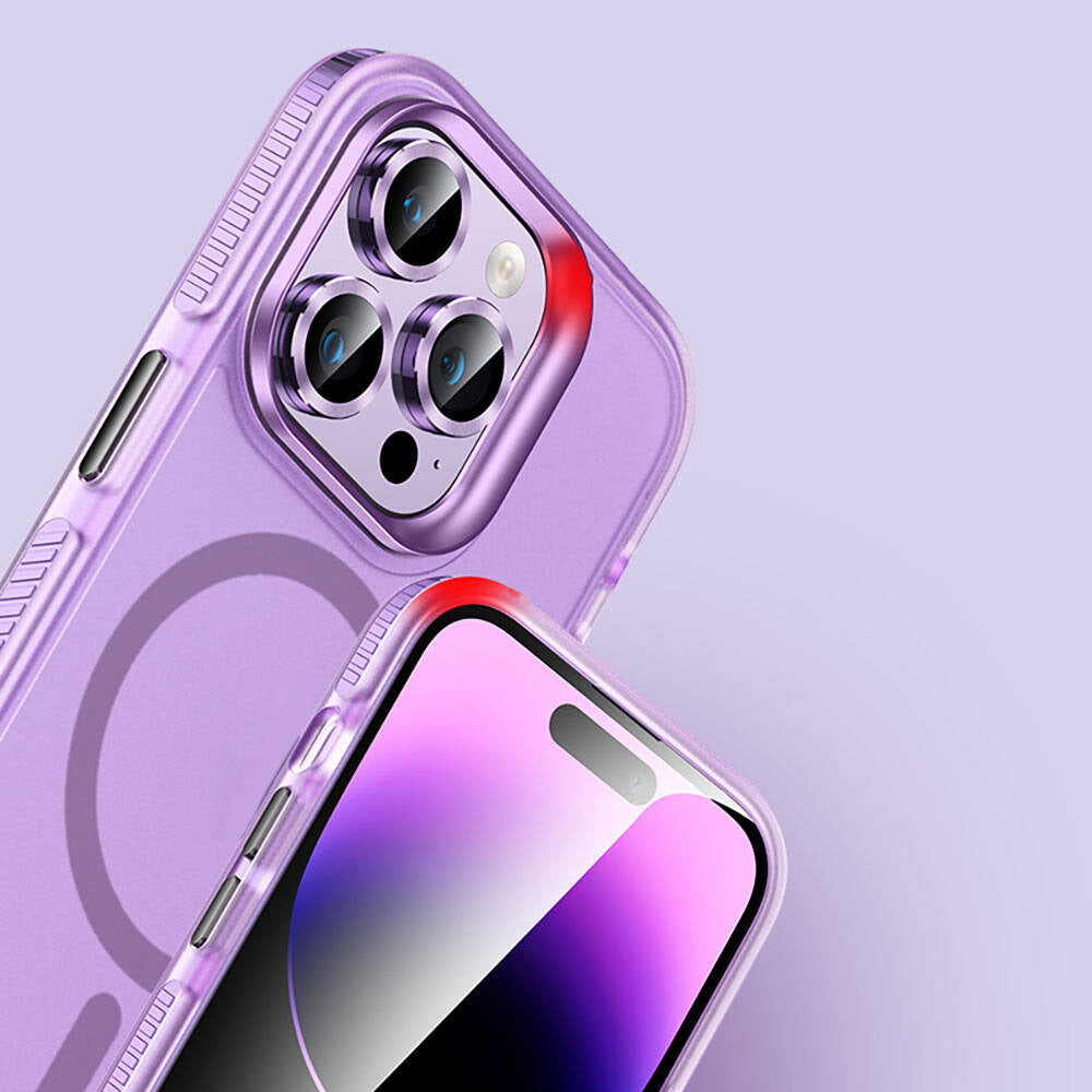 Apple iPhone 15 Pro Kılıf Airbagli Magsafe Wireless Şarj Özellikli Lens Koruyuculu Zore Klaptika Kapak Gri