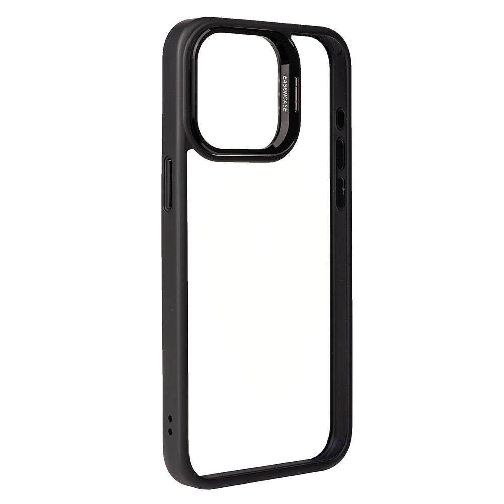 Apple iPhone 15 Pro Kılıf Kamera Lens Korumalı Standlı Zore Klon Lensli Kapak Siyah