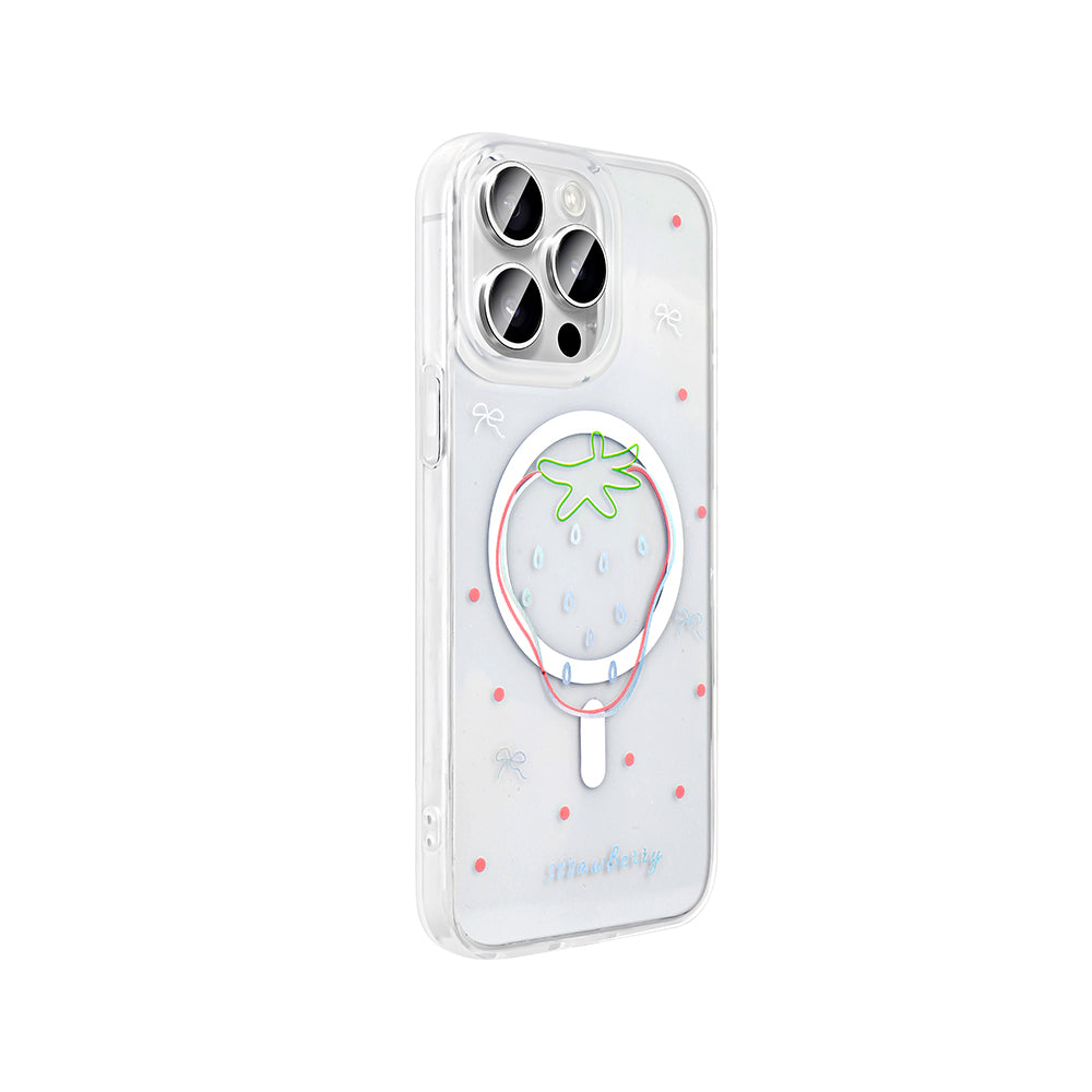 Apple iPhone 15 Pro Kılıf M-Safe Şarj Özellikli Şeffaf Zore Folk Sert Kapak Sevimli Köpek