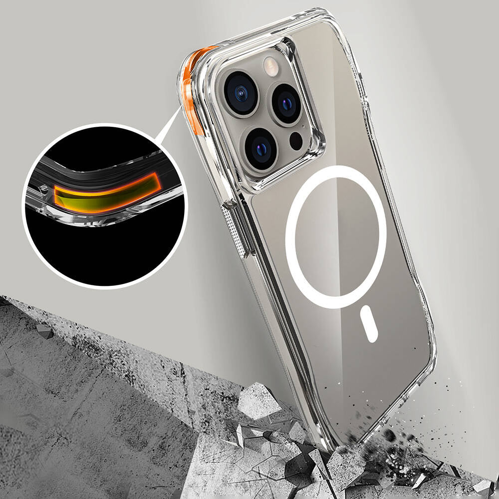 Apple iPhone 15 Pro Kılıf Magsafe Şarj Özellikli Airbagli Şeffaf Zore İncek Kapak Şeffaf