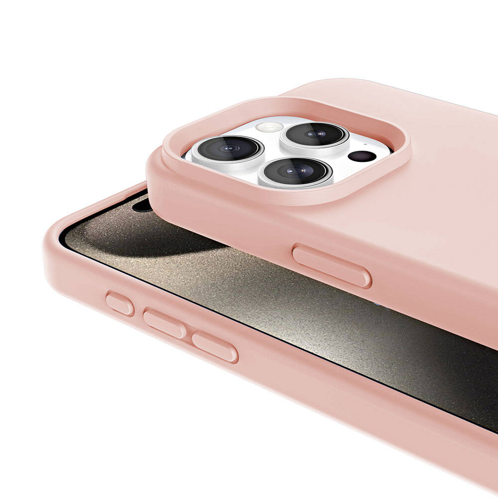 Apple iPhone 15 Pro Kılıf Magsafe Şarj Özellikli Sıvı Teknolojili Silinebilir Sert Zore Kivi Kapak Pembe