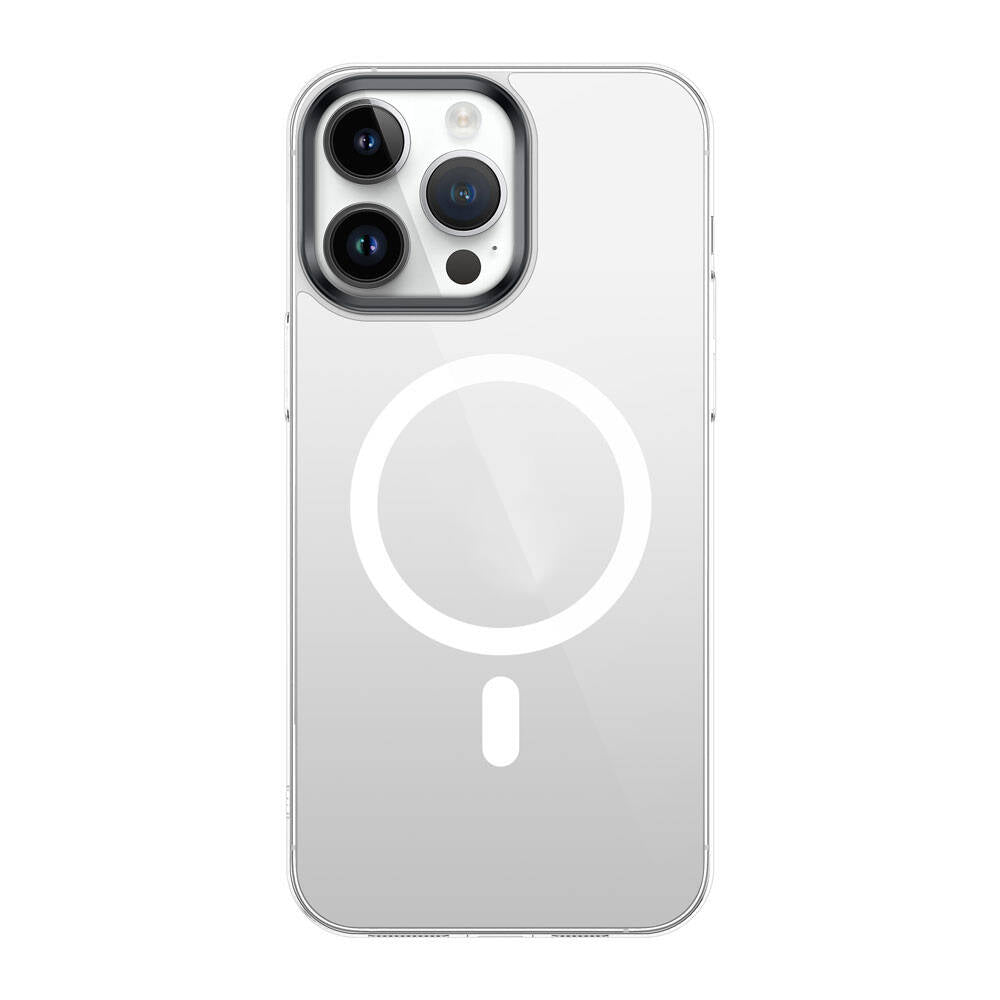Apple iPhone 15 Pro Kılıf Zore Wireless Şarj Özellikli Şeffaf G-Glass Kapak Gümüş