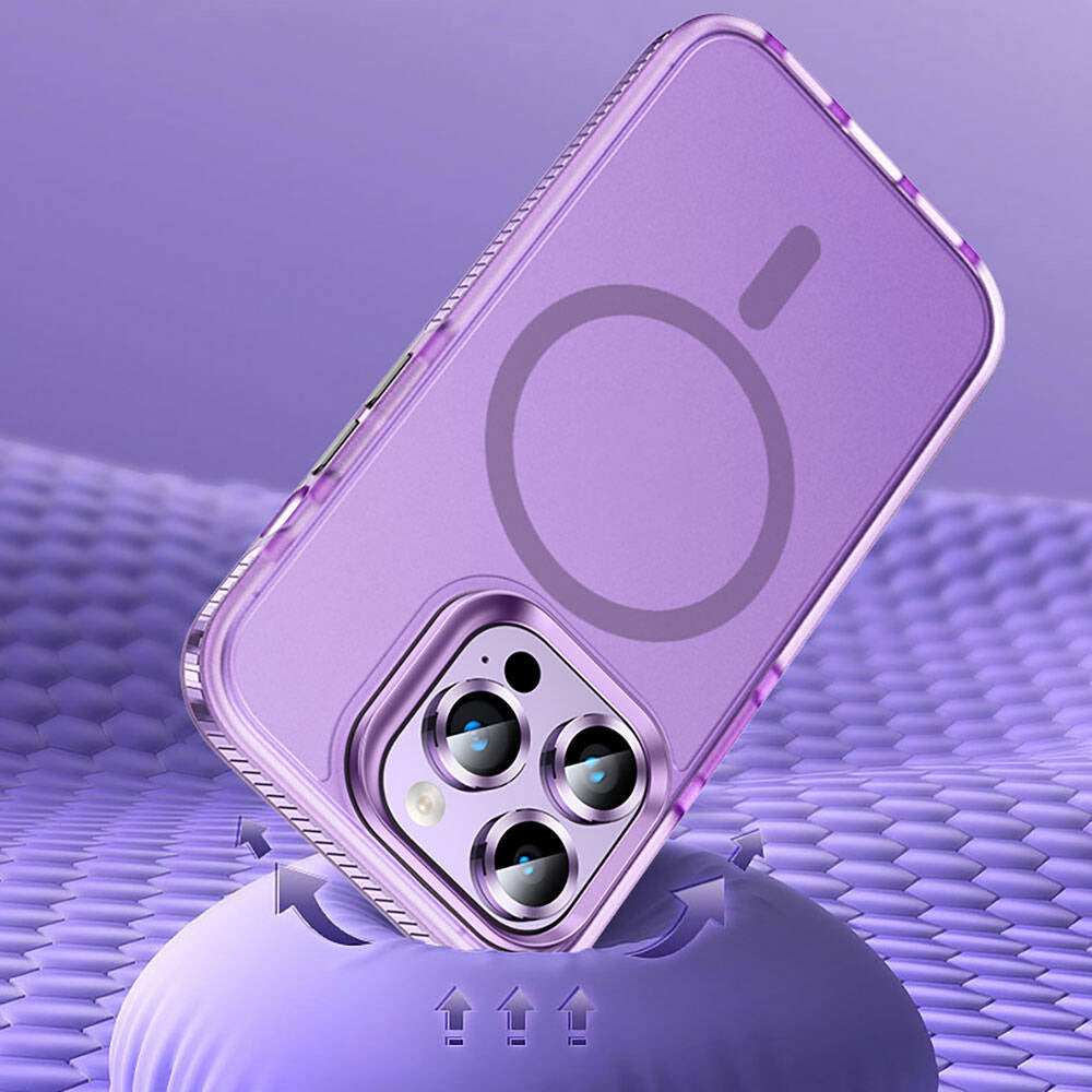 Apple iPhone 15 Pro Max Kılıf Airbagli Magsafe Wireless Şarj Özellikli Lens Koruyuculu Zore Klaptika Kapak Mavi