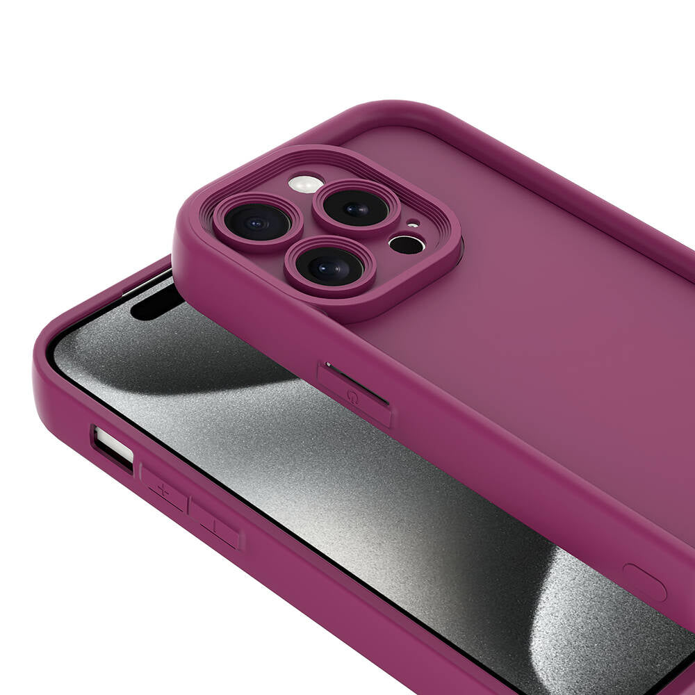 Apple iPhone 15 Pro Max Kılıf Kamera Korumalı Zore Ananas Kapak Pembe Koyu