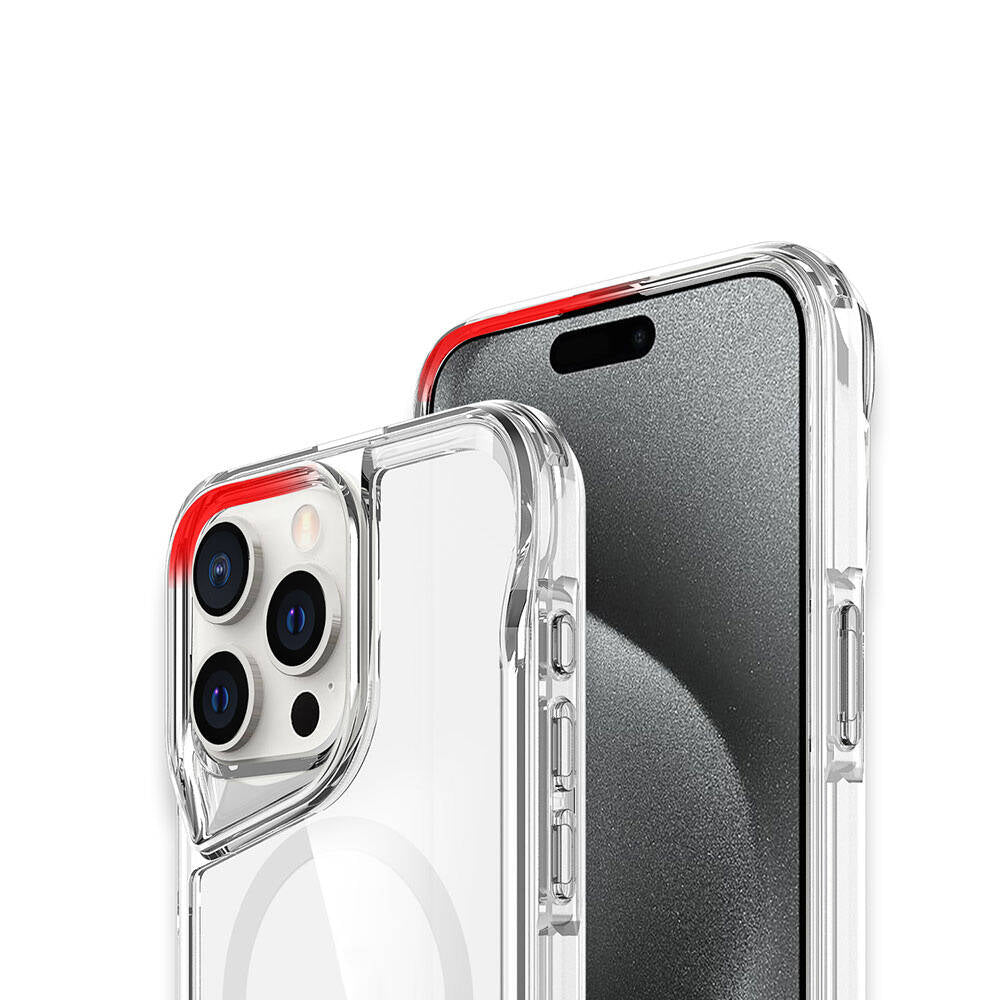 Apple iPhone 15 Pro Max Kılıf Magsafe Şarj Özellikli Zore T-Max Standlı Kapak Renksiz