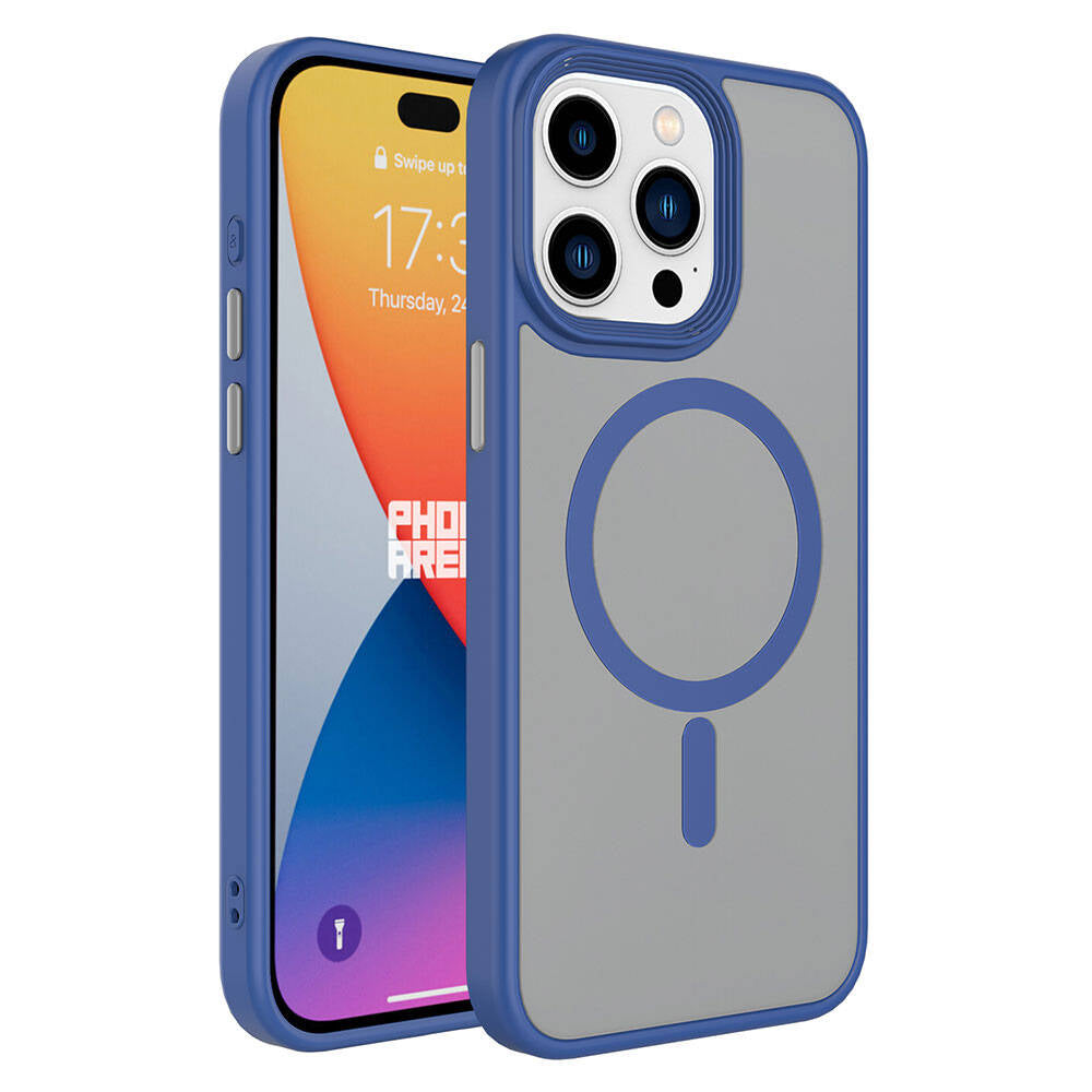 Apple iPhone 15 Pro Max Kılıf Mat Arka Yüzey Wireless Şarj Özellikli Zore Flet Magsafe Kapak Yeşil