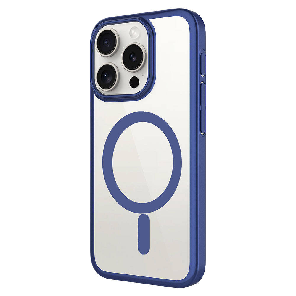 Apple iPhone 15 Pro Max Kılıf Wireless Şarj Özellikli Sert PC Zore Mat Riksos Magsafe Kapak Gri