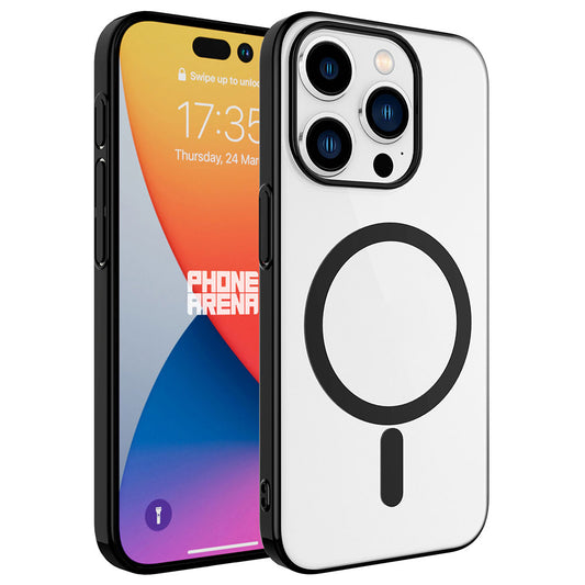 Apple iPhone 15 Pro Max Kılıf Zore Wireless Şarj Özellikli Pixel Magsafe Kapak Siyah