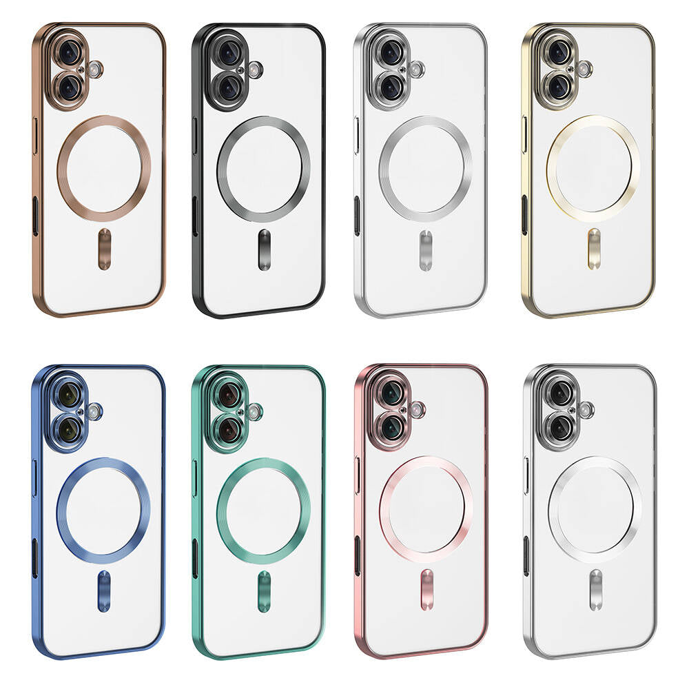 Apple iPhone 16 Kılıf Kamera Korumalı Magsafe Wireless Şarj Özellikli Zore Demre Kapak Gold