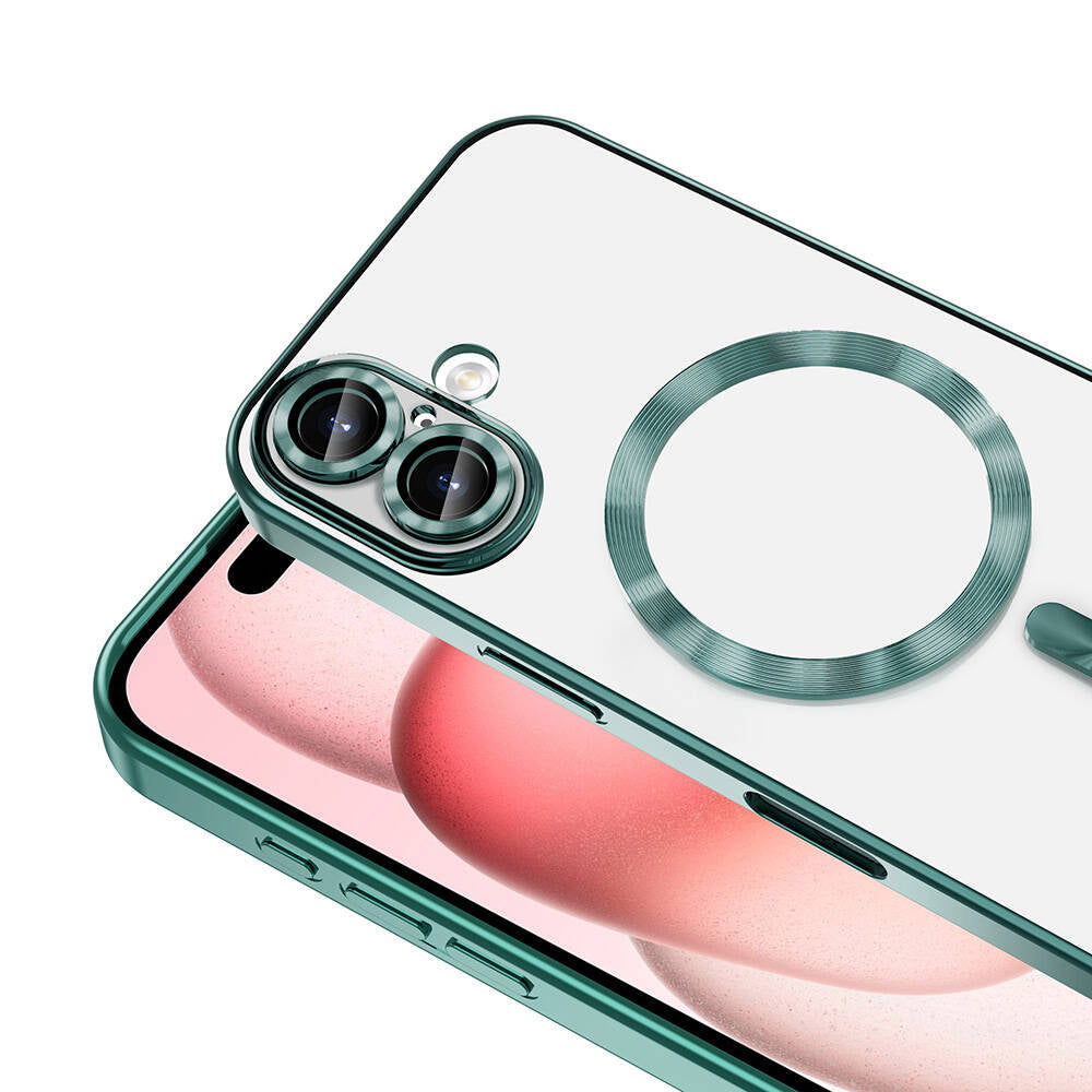 Apple iPhone 16 Kılıf Kamera Korumalı Magsafe Wireless Şarj Özellikli Zore Demre Kapak Yeşil