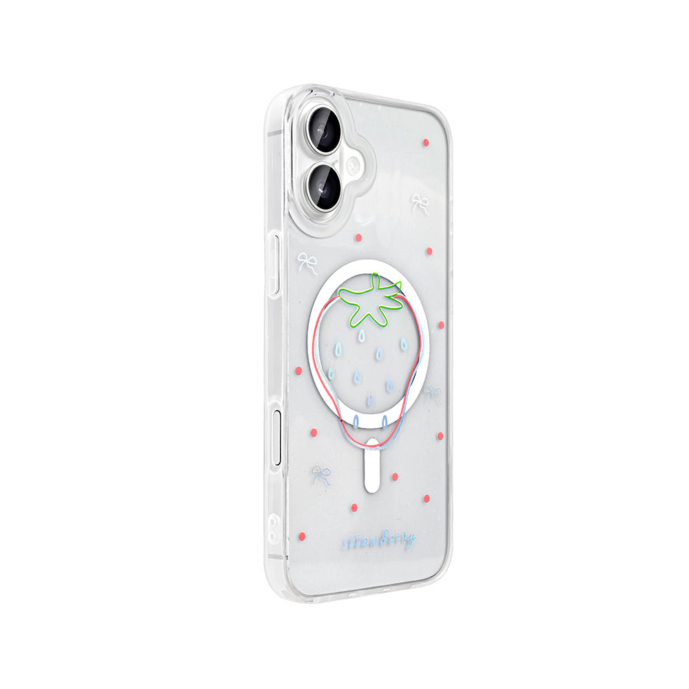 Apple iPhone 16 Kılıf M-Safe Şarj Özellikli Şeffaf Zore Folk Sert Kapak Sevimli Köpek
