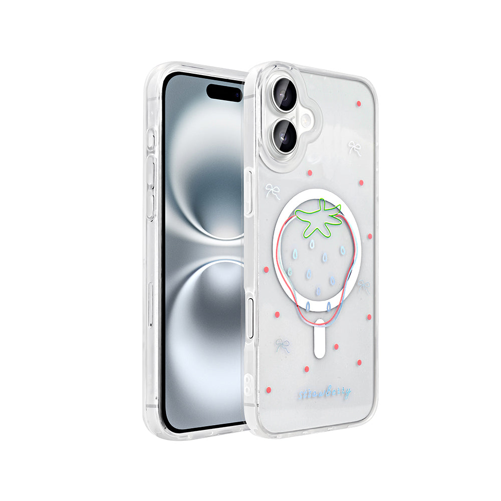 Apple iPhone 16 Kılıf M-Safe Şarj Özellikli Şeffaf Zore Folk Sert Kapak Sevimli Köpek