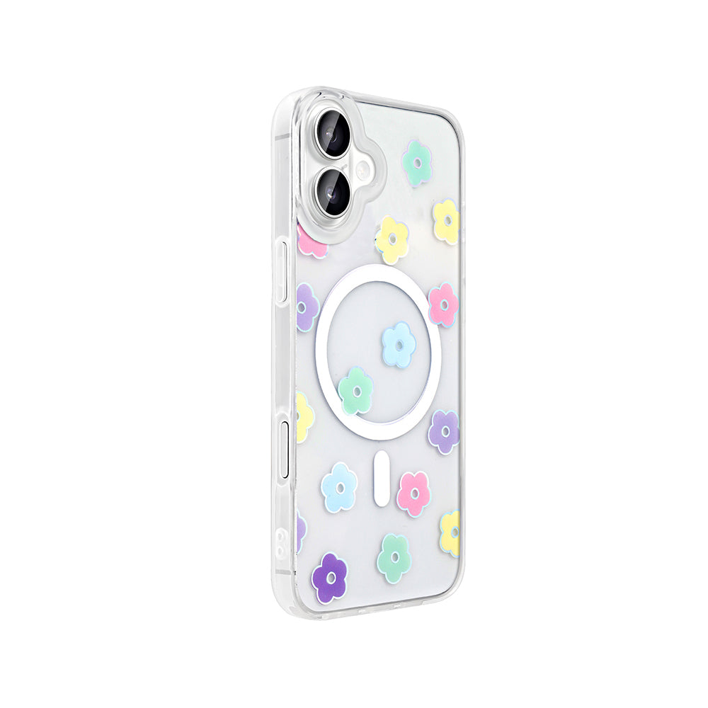Apple iPhone 16 Kılıf M-Safe Şarj Özellikli Şeffaf Zore Folk Sert Kapak Sevimli Köpek