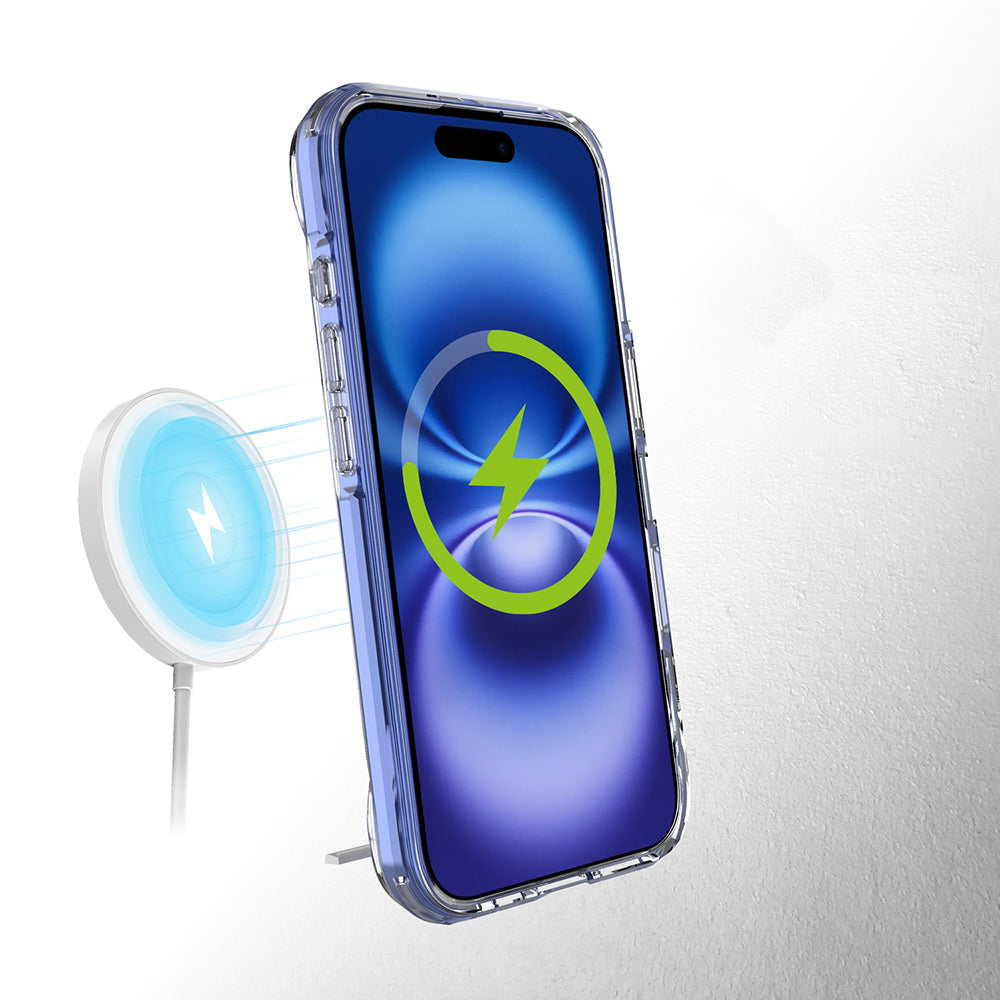 Apple iPhone 16 Kılıf Magsafe Şarj Özellikli Zore T-Max Standlı Kapak Şeffaf