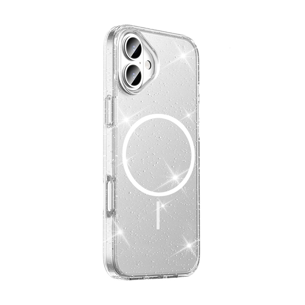 Apple iPhone 16 Plus Kılıf M-safe Şarj Özellikli Parlayan Simli Saydam Renkli Zore Maris Kapak Şeffaf