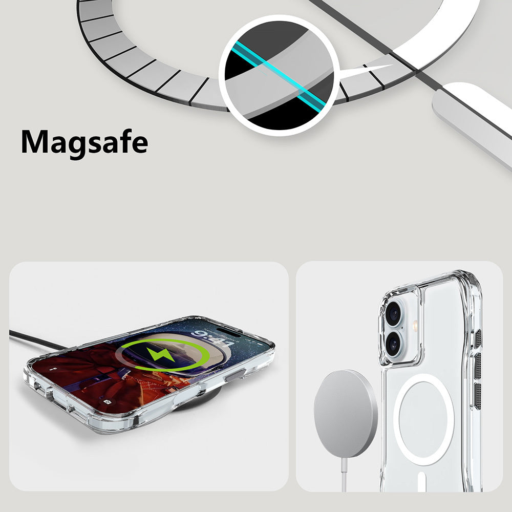 Apple iPhone 16 Plus Kılıf Magsafe Şarj Özellikli Airbagli Şeffaf Zore İncek Kapak Şeffaf