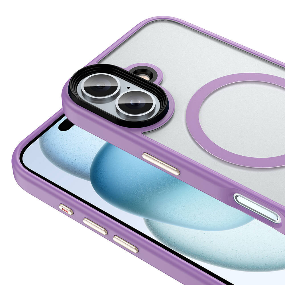 Apple iPhone 16 Plus Kılıf Mat Arka Yüzey Wireless Şarj Özellikli Zore Flet Magsafe Kapak Titanyum-Gri